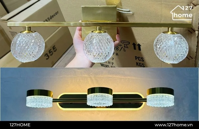 Đèn rọi tranh kết hợp chao thuỷ tinh