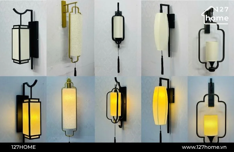 Đèn tường chao vải bố trí cho không gian phòng thờ 