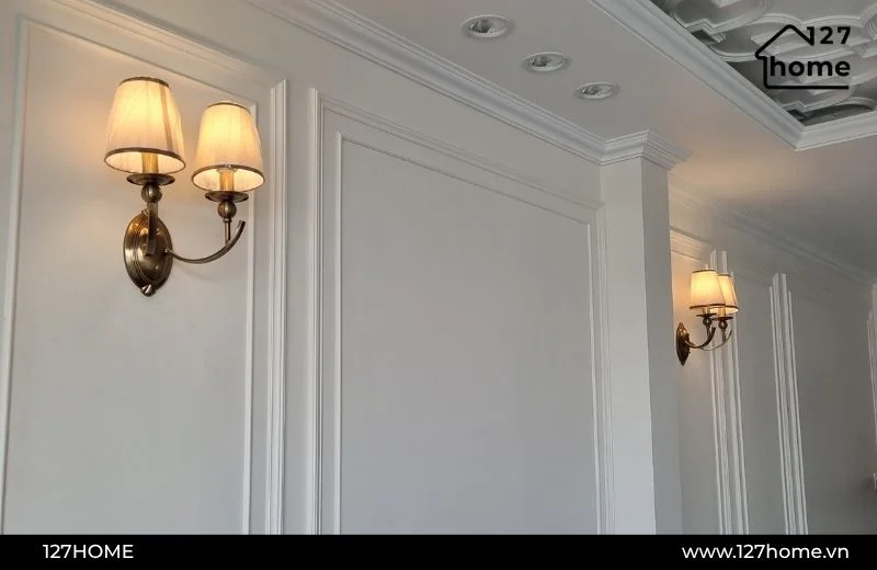 Đèn tường đôi kết hợp chao vải