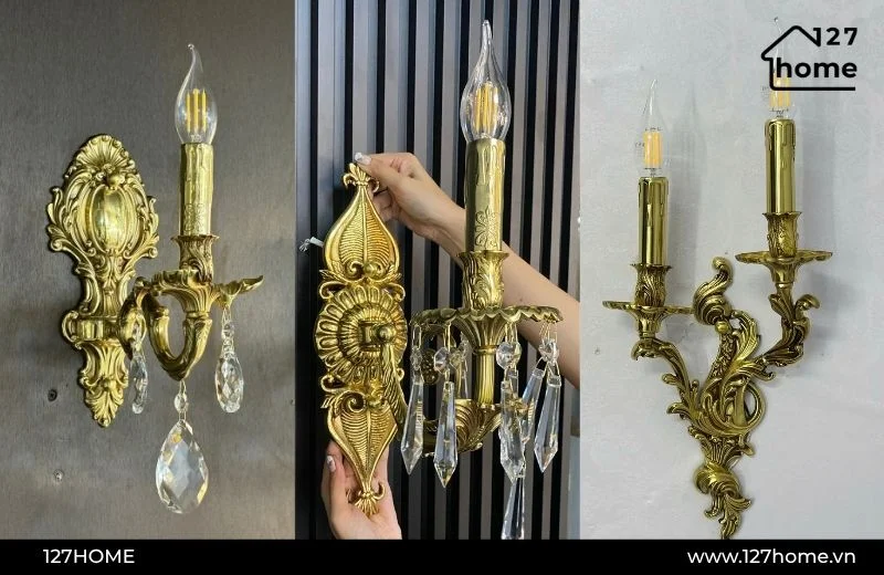 Đèn tường nến bố trí cho không gian phòng thờ 