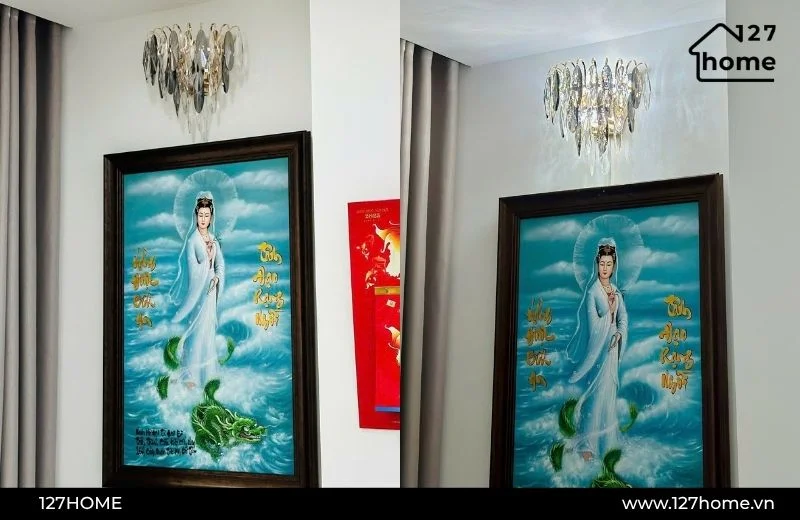 Đèn tường pha lê bố trí cho không gian phòng thờ 