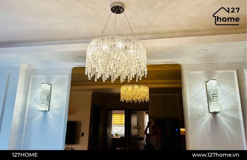 Đèn tường pha lê trang trí phòng khách