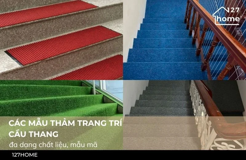 Gợi ý phối đèn cầu thang với thảm trang trí