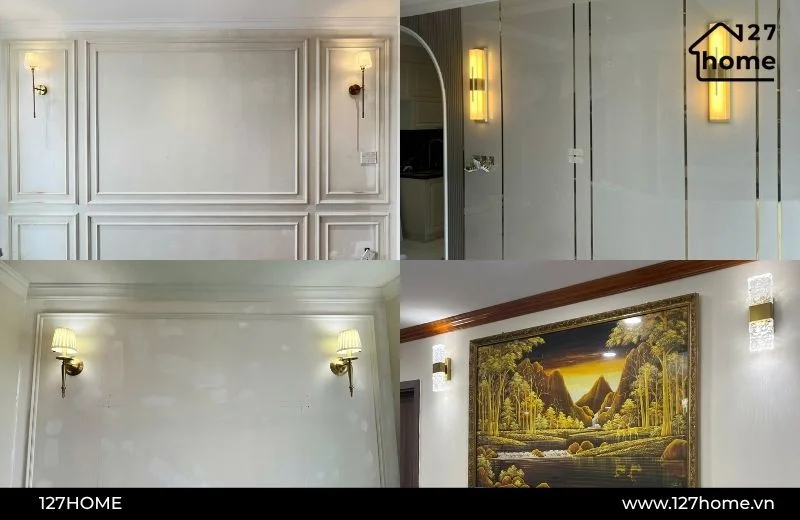 Hai đèn tường đơn lắp đối xứng hai bên
