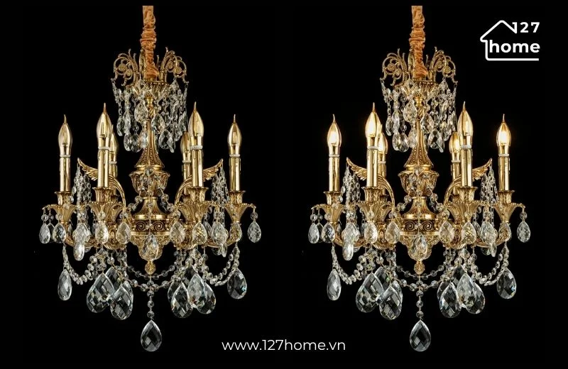 Đèn chùm đồng DCD2301T6 phù hợp cho phòng ngủ mang phong cách cổ điển