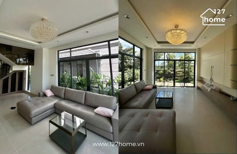 Mẫu đèn chùm pha lê hiện đại cho phòng khách
