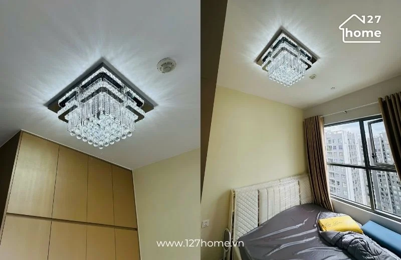 Mẫu đèn ốp trần pha lê OTPL40402 cho phòng ngủ diện tích nhỏ