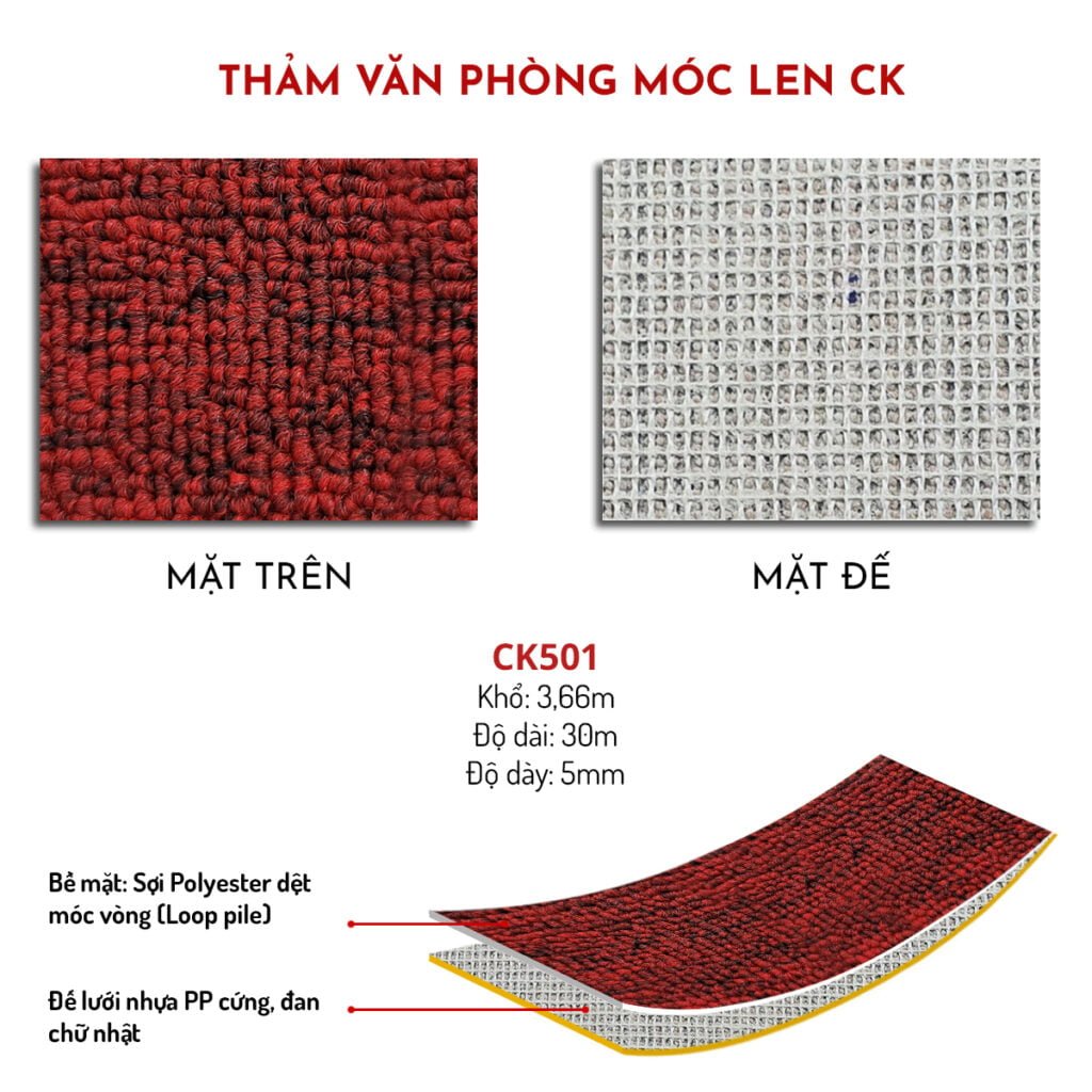 Thảm trải sàn văn phòng len móc CK