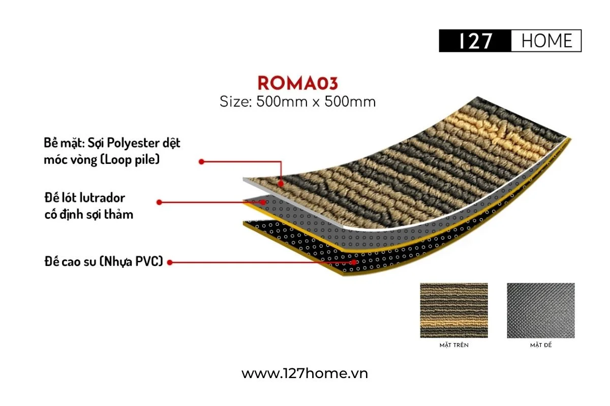 Đặc điểm nổi bật của Thảm văn phòng Gạch Tấm Roma