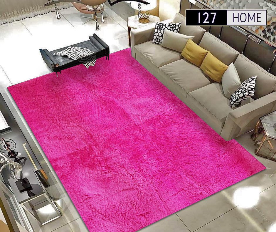 Thảm sofa lông mềm màu hồng