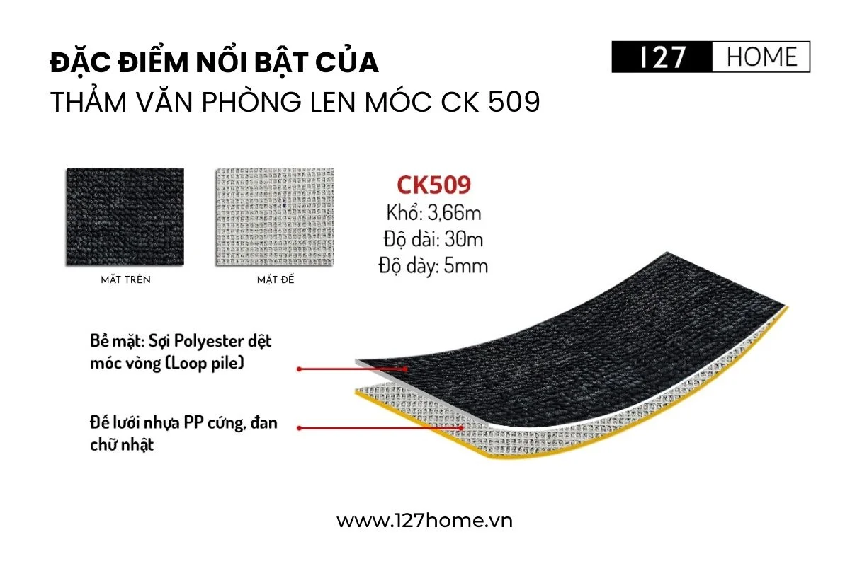 Đặc điểm nổi bật của thảm văn phòng len móc CK 509