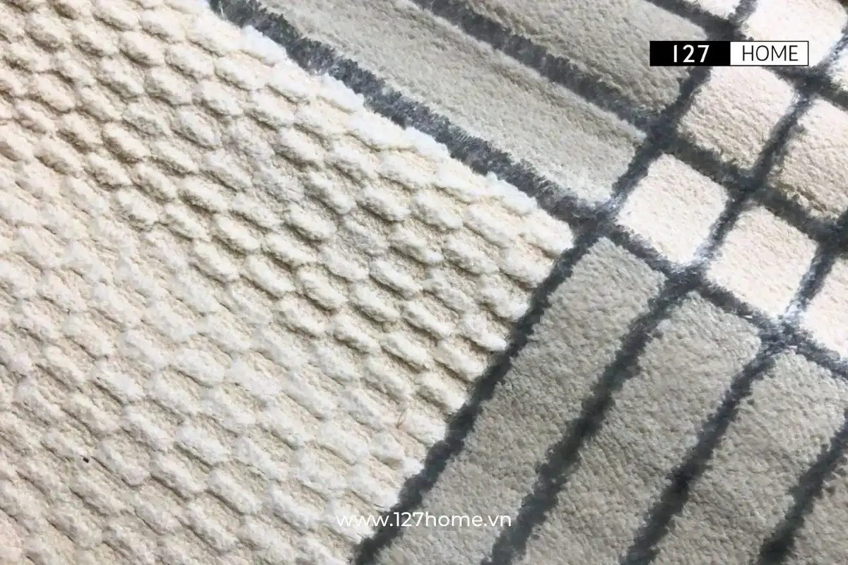 Chất liệu và độ bền của thảm phòng khách dệt 3D Stripe