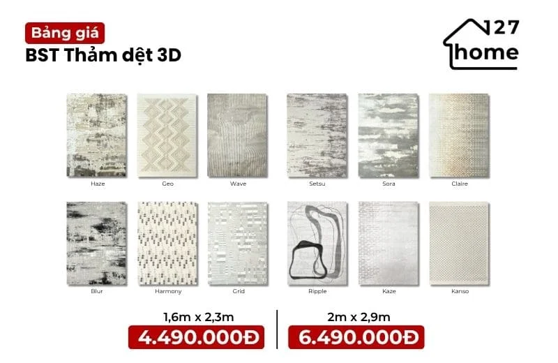 BST thảm trải sàn dệt 3D