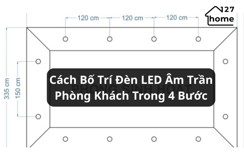 bố trí đèn âm trần phòng khách