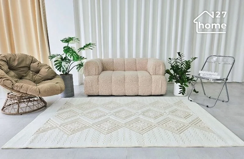 Nên lựa chọn kích thước thảm phù hợp để tạo sự hài hoà cho không gian