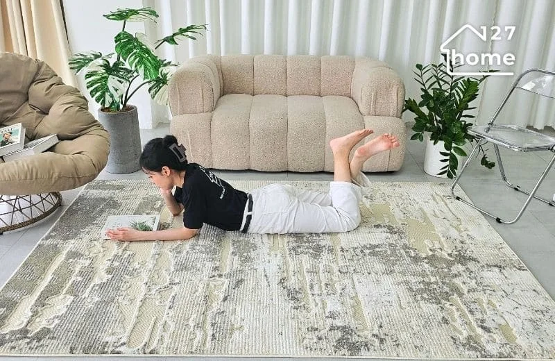 Thảm trải sàn phòng khách giúp gia tăng nét thẩm mỹ cho không gian