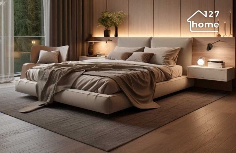 Mẫu thảm trải sàn phòng ngủ màu tối trơn