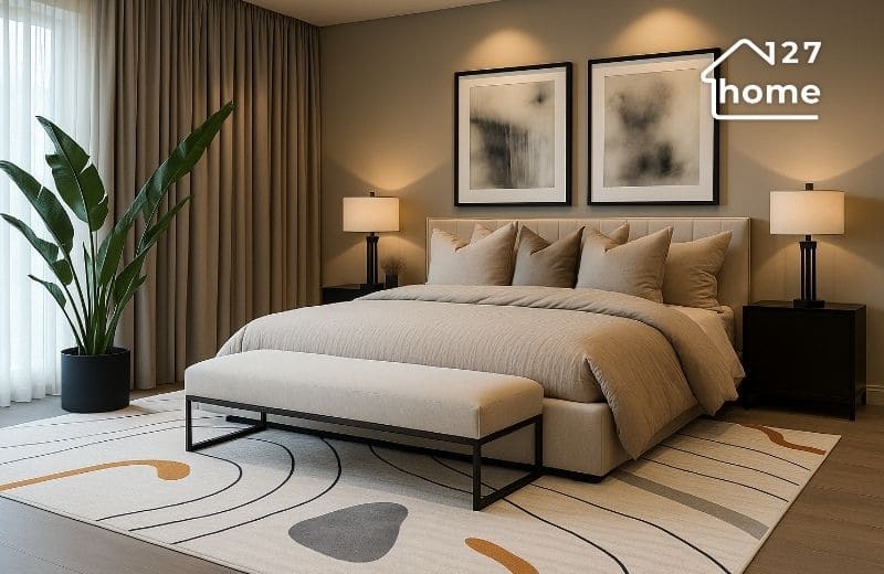 Thảm trải sàn phòng ngủ phong cách hiện đại