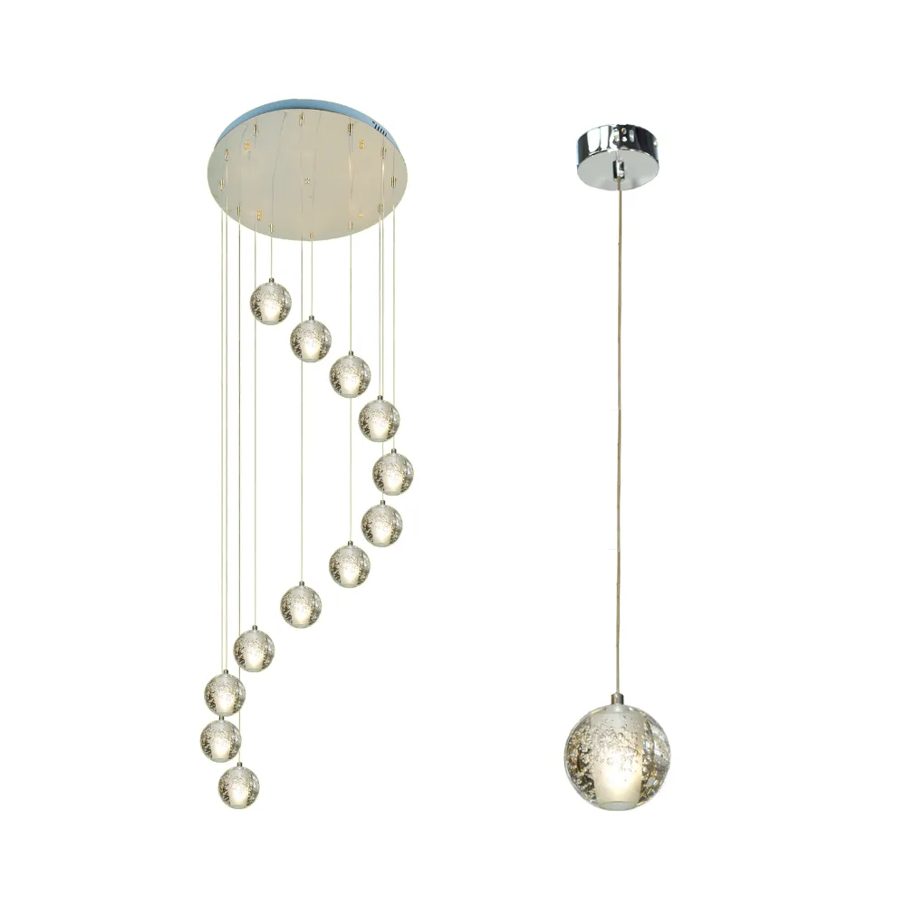 Đèn thả hiện đại THD02 - thiết kế thả quả cầu pha lê tuyết trang trí nội thất không gian sống thêm sang trọng