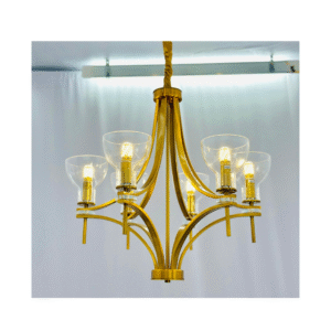 Đèn chùm DC458T6 phong cách cổ điển Châu Âu với thân hợp kim vàng đồng