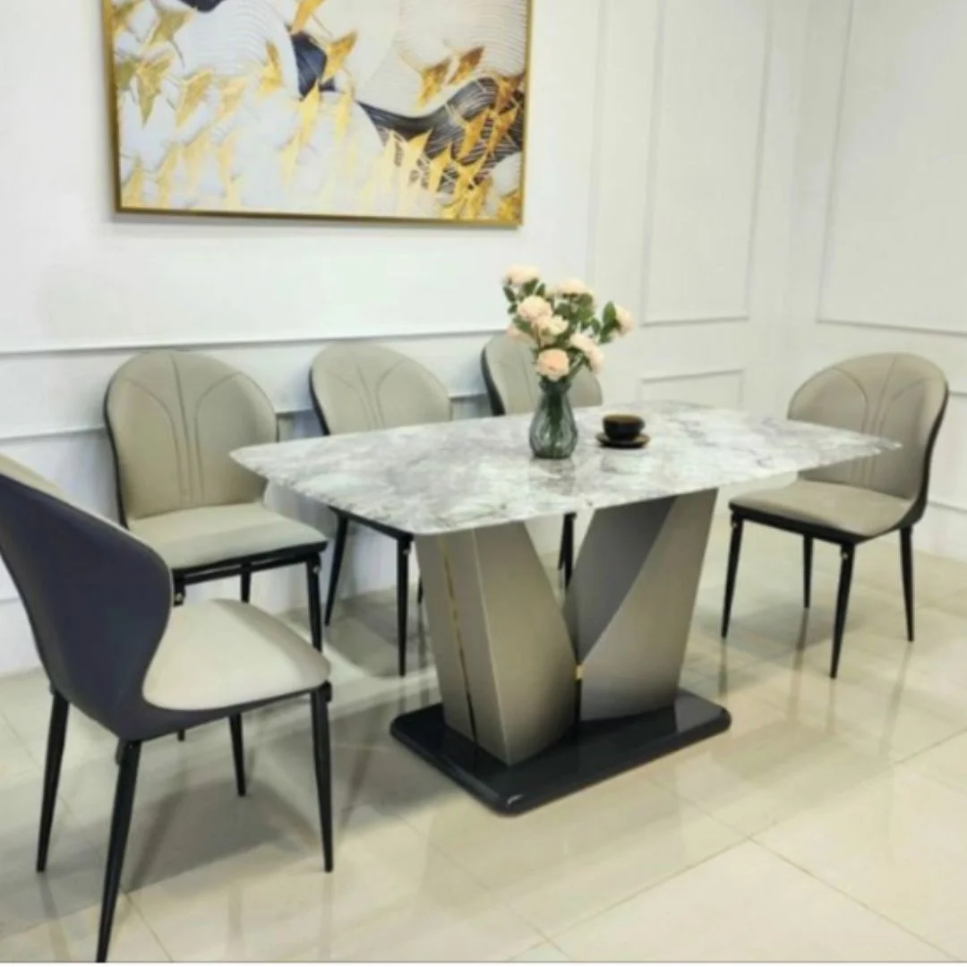 bo-ban-an-4-ghe-gemma-kem-mat-ceramic-bong-loang-chan-ct001 Bộ Bàn Ăn 4 Ghế Gemma kem Mặt Ceramic Bóng Loang Chân CT001