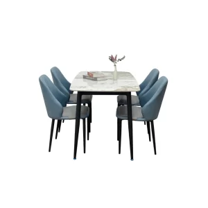 Bộ bàn ăn 4 ghế Sheraton GK20 xanh mặt ceramic bóng chân CT018