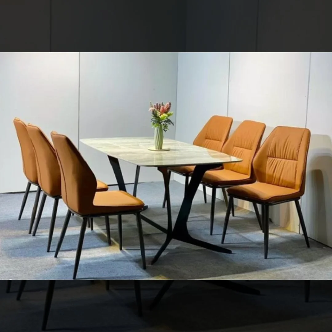 bo-ban-an-6-ghe-kevin-cam-mat-bach-ngoc-chan-ct020-1 Bộ bàn ăn 6 ghế Kevin cam mặt bạch ngọc chân CT020 1