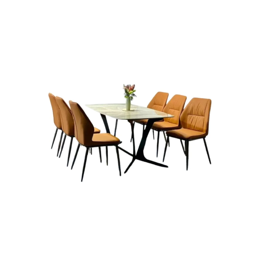 bo-ban-an-6-ghe-kevin-cam-mat-bach-ngoc-chan-ct020 Bộ bàn ăn 6 ghế Kevin cam mặt bạch ngọc chân CT020