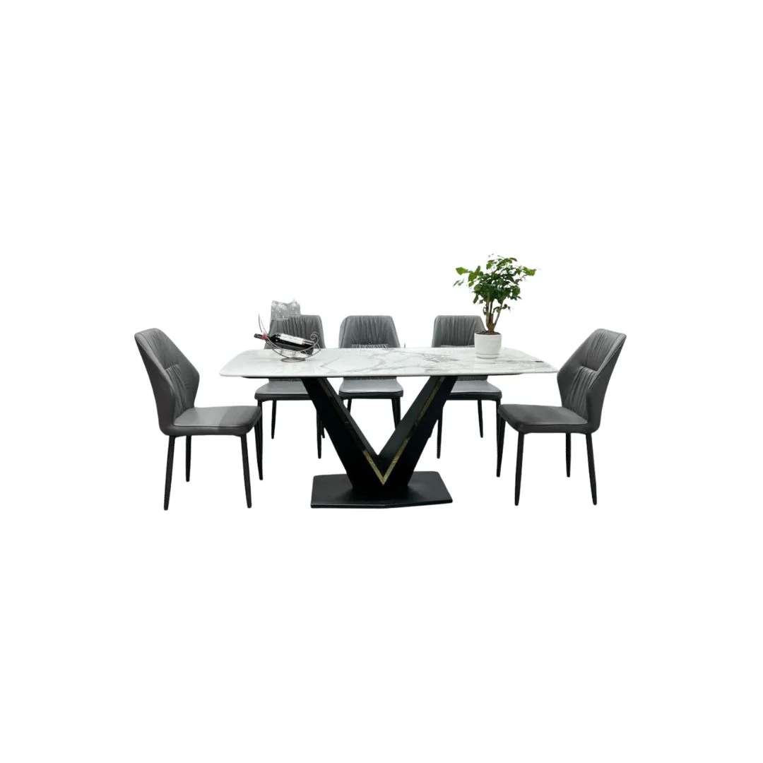 bo-ban-an-6-ghe-kevin-ghi-mat-bach-ngoc-chan-ct020 Bộ bàn ăn 6 ghế Kevin ghi mặt bạch ngọc chân CT020