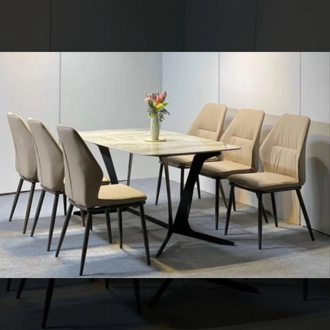 bo-ban-an-6-ghe-kevin-kem-mat-bach-ngoc-chan-ct020-1 Bộ bàn ăn 6 ghế Kevin kem mặt bạch ngọc chân CT020 1