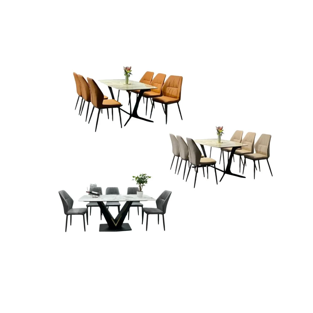 Bộ bàn ăn 6 ghế Kevin mặt bạch ngọc chân CT020