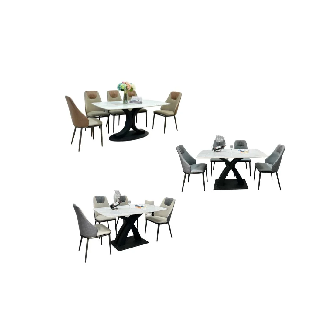 Bộ bàn ăn 6 ghế Spot GK21 mặt ceramic bóng chân CT001