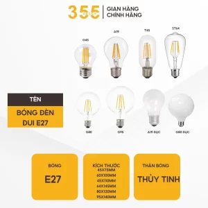 Bóng Đèn LED Đui E27 Ánh Sáng Vàng 4-8W 13