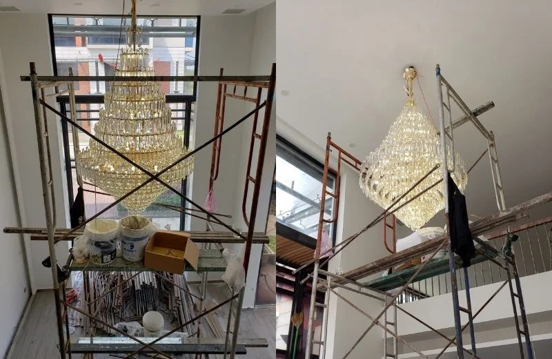 Thi công đèn thả pha lê TPL8088T1000